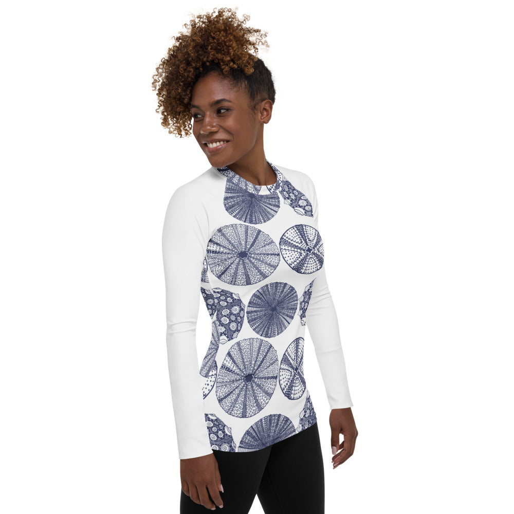 Women's Rash Guard with Sea Urchin Print