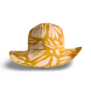 Reversible Bucket Hat - New Product Pale Yellow Floral/White