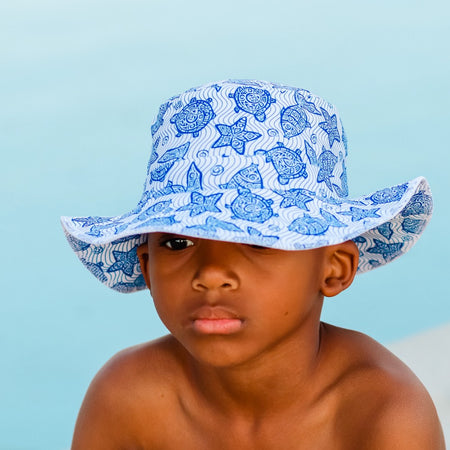 The Funky Bucket by Swimlids Blue and White Turtle SMALL
