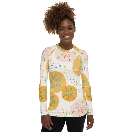Women's Rash Guard with Sand Dollar Print