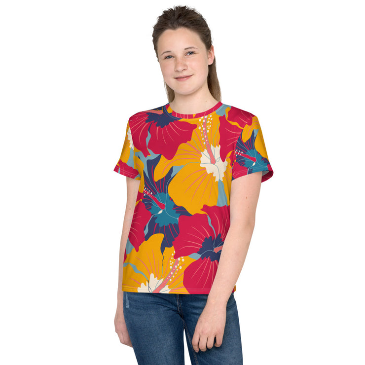 Youth crew neck t-shirt with Floral Print