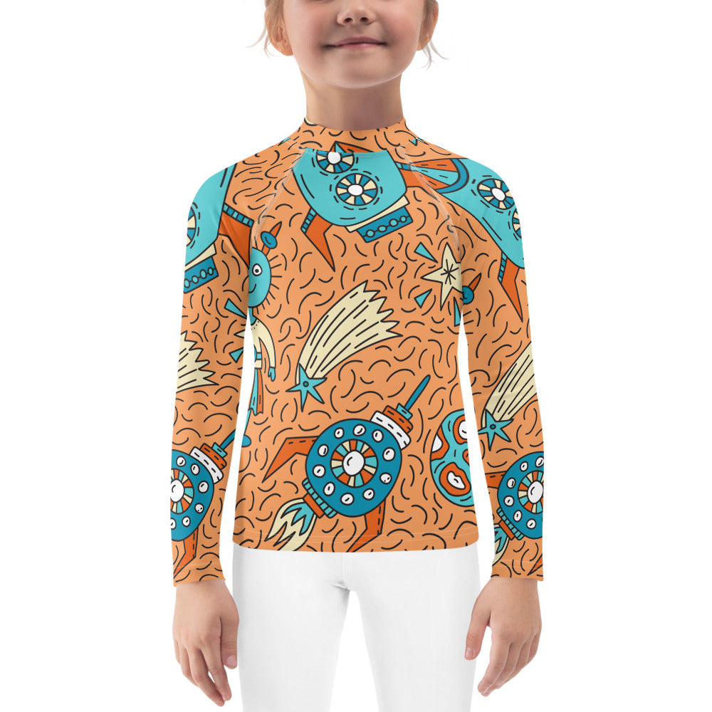 Little Kids Rash Guard Space - Made in the USA