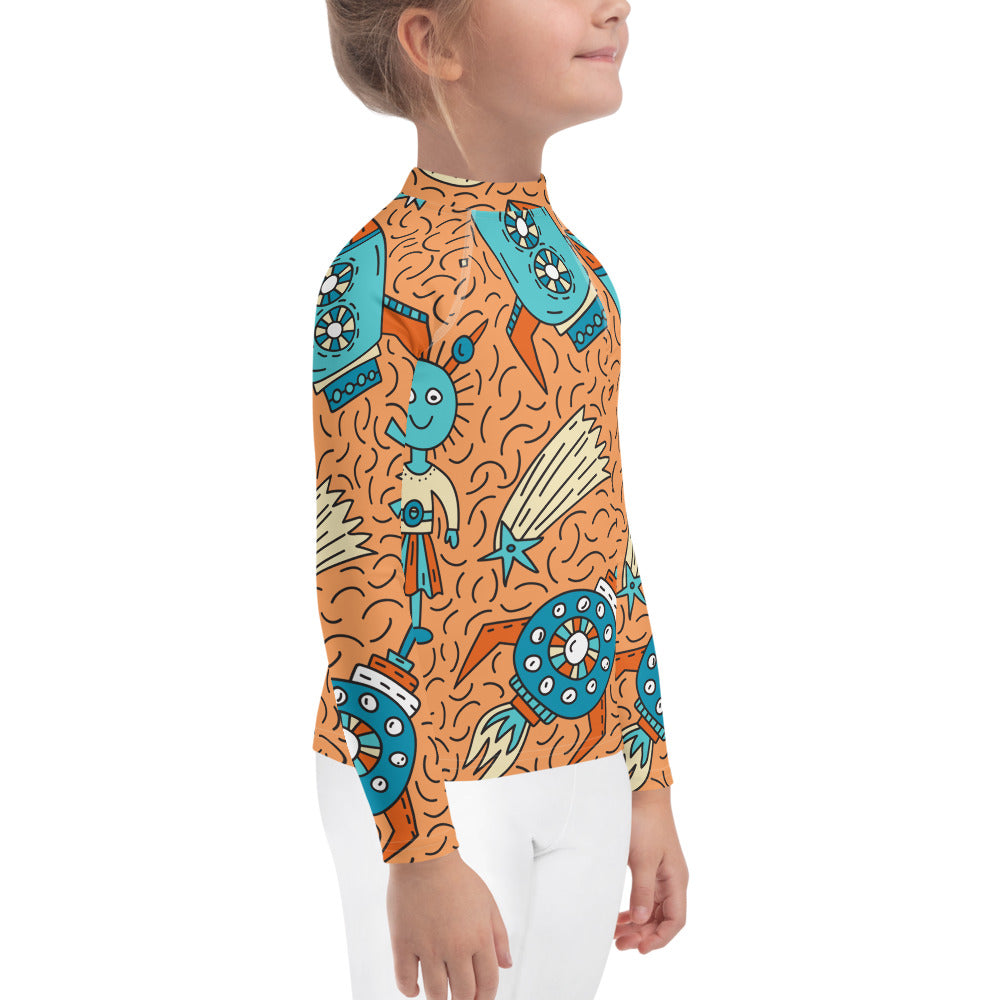 Little Kids Rash Guard Space - Made in the USA