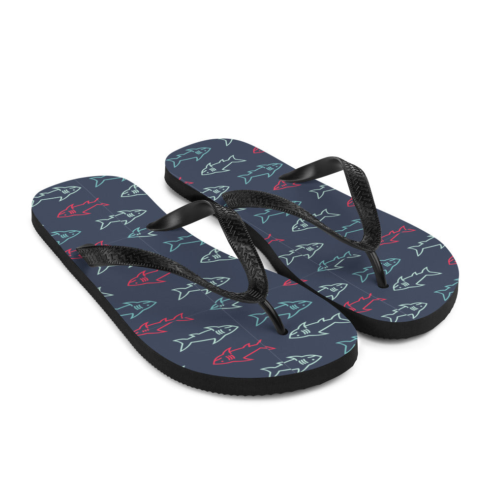 Flip-Flops with Shark Print