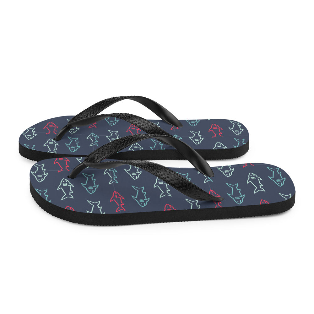 Flip-Flops with Shark Print